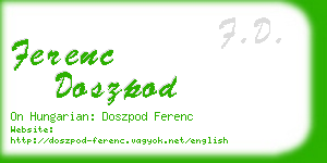 ferenc doszpod business card
